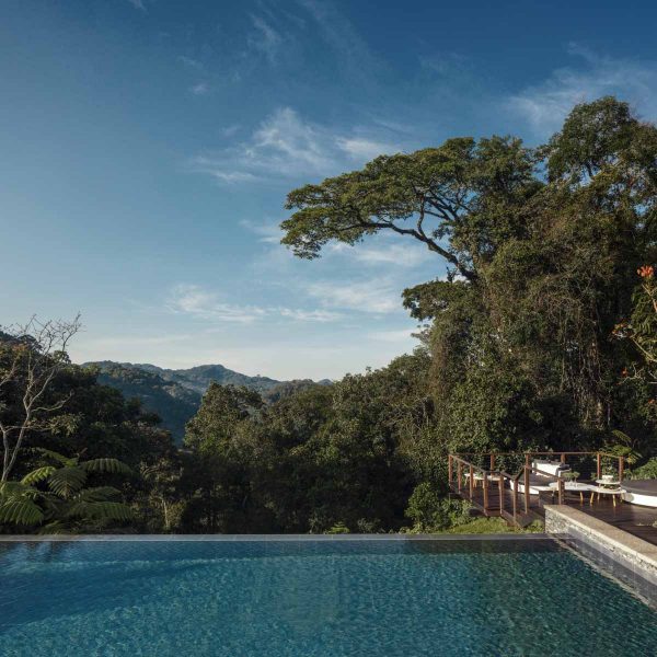A beautiful relaxing poolside at One&Only Nyungwe House