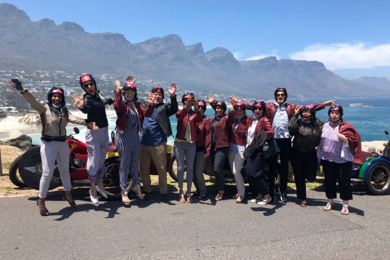 Cruising the Atlantic Coast in Cape Town in vintage sidecars